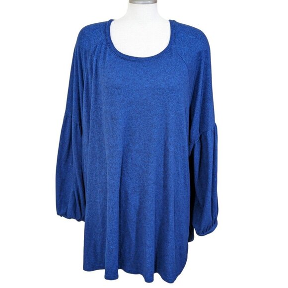 Old Navy Luxe Top Tunic Women Plus 4X Soft Long Balloon Sleeve Stretch Dark Blue - Picture 1 of 5